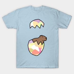 Serious Capybara Popping Out of Funny Easter Egg T-Shirt